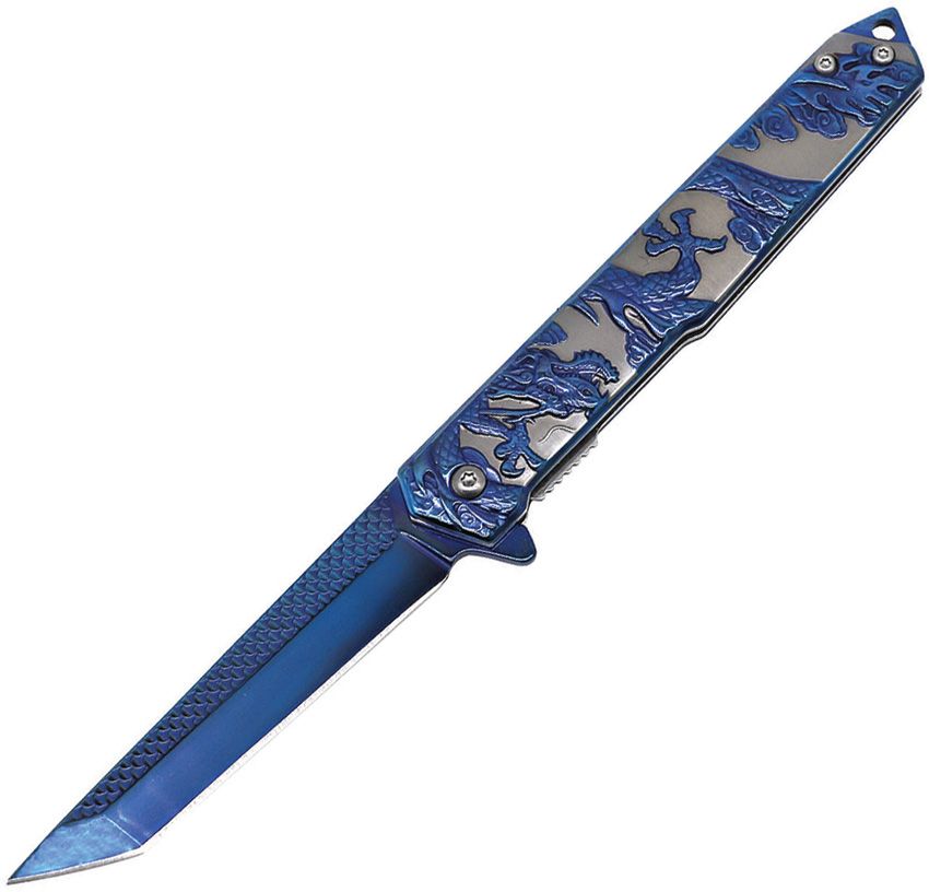 ElitEdge Dragon Blue Assisted Opening Folding Knife Linerlock 3.5"
