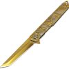 ElitEdge Dragon Gold Assisted Opening Folding Knife 3.5" Tanto Blade