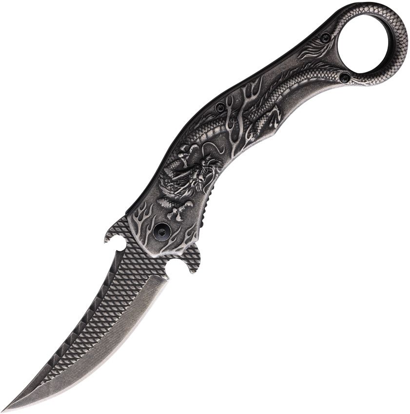 ElitEdge Dragon Linerlock Assisted Opening Folding Knife 3.5" Blade Black