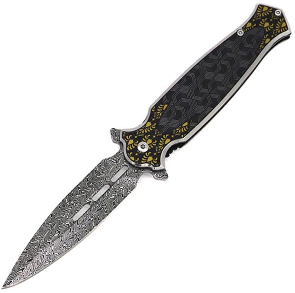 ElitEdge Dagger Linerlock A/O - Damascus Black