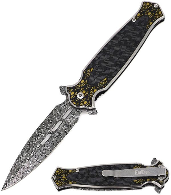 ElitEdge Dagger Linerlock A/O - Damascus Black