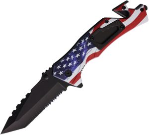 ElitEdge Rescue Linerlock A/O Flag - Tanto Multi-Tool