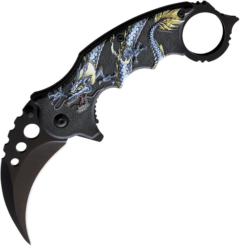 EE10A52BL.jpg ElitEdge Blue Dragon Karambit Assisted Opening Folding Knife