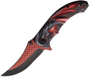 ElitEdge Dragon Red Curved Blade Linerlock Assisted