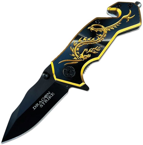 ElitEdge Dragon Rescue Black Gold Aluminum Linerlock
