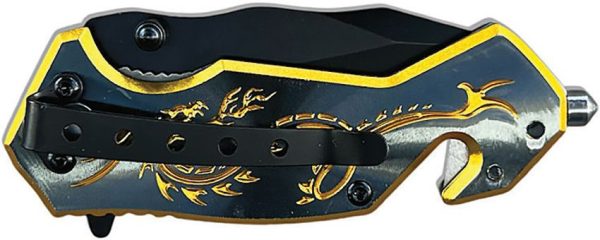 ElitEdge Dragon Rescue Black Gold Aluminum Linerlock