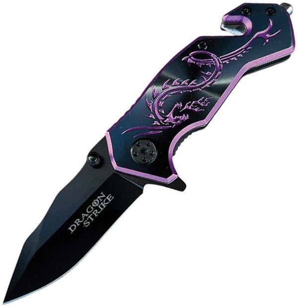 ElitEdge Dragon Rescue Black Purple Aluminum Linerlock