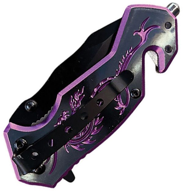 ElitEdge Dragon Rescue Black Purple Aluminum Linerlock