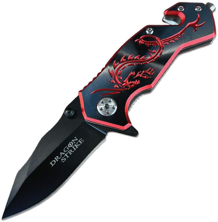 ElitEdge Dragon Rescue Linerlock Folding Knife 2.5in Black Blade