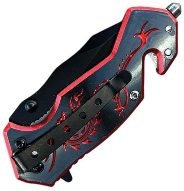 ElitEdge Dragon Rescue Black Red Aluminum Linerlock A/O