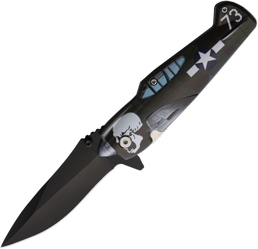 ElitEdge Fighter Plane Linerlock Assisted Opening Folding Knife 3.5in