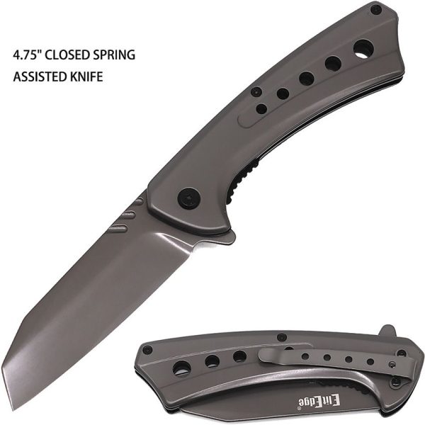 ElitEdge Linerlock A/O Gray 440C Coated Blade Knife
