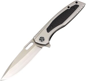 ElitEdge Linerlock Silver Titanium Ebony Wood Insert