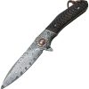 ElitEdge Linerlock Damascus Folding Knife Brown Wood 3.25"