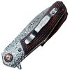 ElitEdge Linerlock Damascus Folding Knife Brown Wood 3.25"