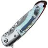 ElitEdge Linerlock Damascus Folding Knife Mother of Pearl