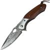 ElitEdge Linerlock Damascus Wood Folding Knife 3" Blade