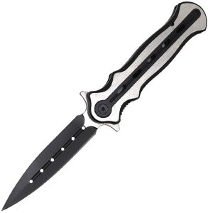 ElitEdge Linerlock Assisted Opening Dagger Silver Black