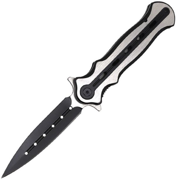 ElitEdge Linerlock Assisted Opening Dagger Silver Black