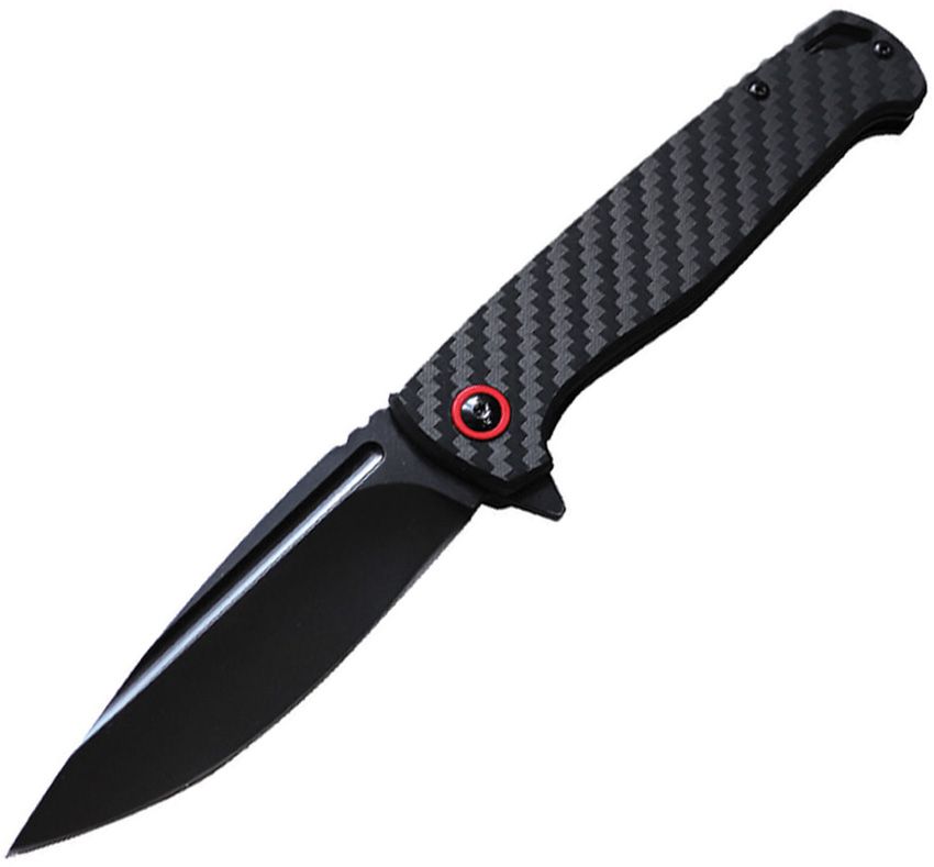 ElitEdge 3.75" Black 8Cr13MoV Linerlock Folding Knife Carbon Fiber
