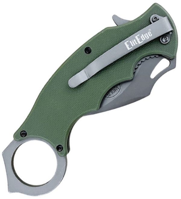 ElitEdge Karambit Linerlock OD Green G10 Folding Knife