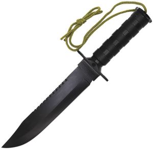ElitEdge Survival Fixed Blade Black Sawback Stainless