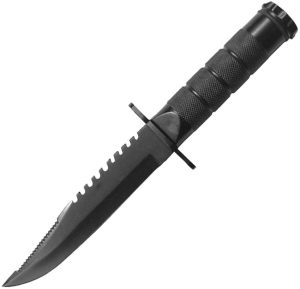 ElitEdge Survival Fixed Blade Black - Sawback Clip Point