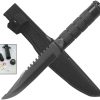 ElitEdge Survival Fixed Blade Black - Sawback Clip Point