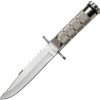 ElitEdge Survival Fixed Blade Silver - Sawback Clip Point