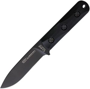 Ek Short Drop Point Fixed Blade Knife 1095 Carbon Steel Black