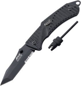EKA Swede T9 Button Lock Folding Knife Black Sandvik 12C27