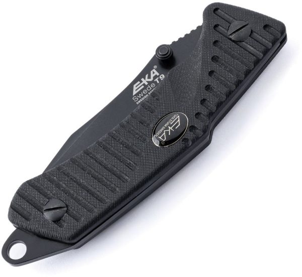 EKA Swede T9 Button Lock Folding Knife Black Sandvik 12C27