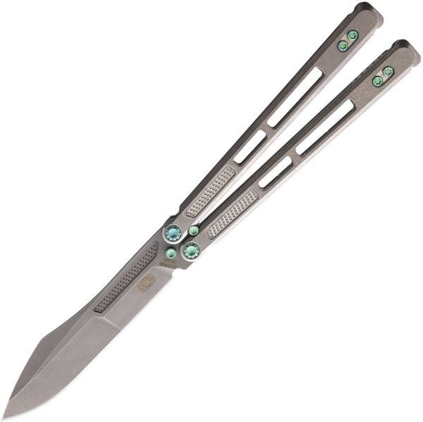 EOS Trident Stonewash Green Folding Knife CPM S30V Titanium