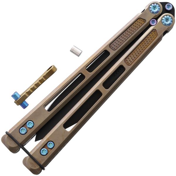 EOS Trident Bronze Blue Folding Knife CPM S30V Titanium