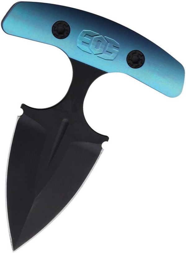 EOS Aztec Push Dagger Black Titanium Blade Blue Handle Fixed