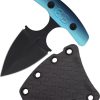 EOS Aztec Push Dagger Black Titanium Blade Blue Handle Fixed