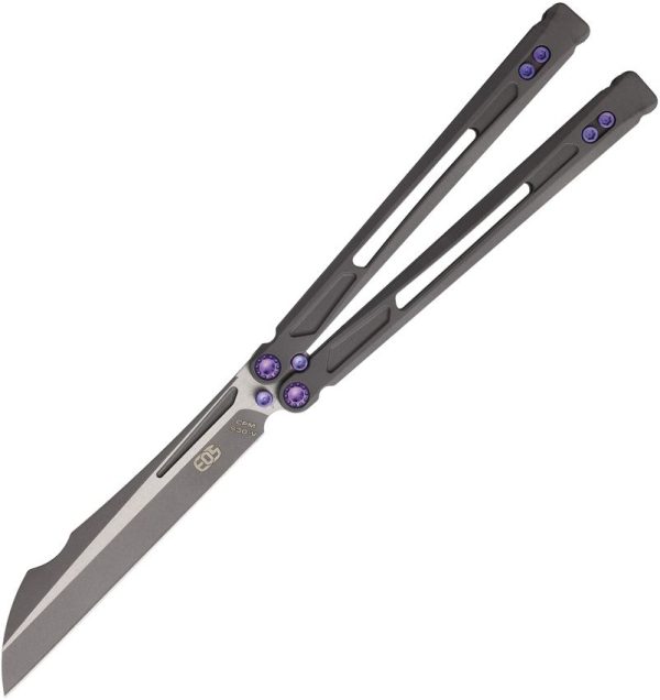 EOS Gremlin Balisong Sasha S35VN Titanium Folding Knife Purple