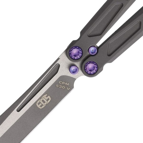 EOS Gremlin Balisong Sasha S35VN Titanium Folding Knife Purple
