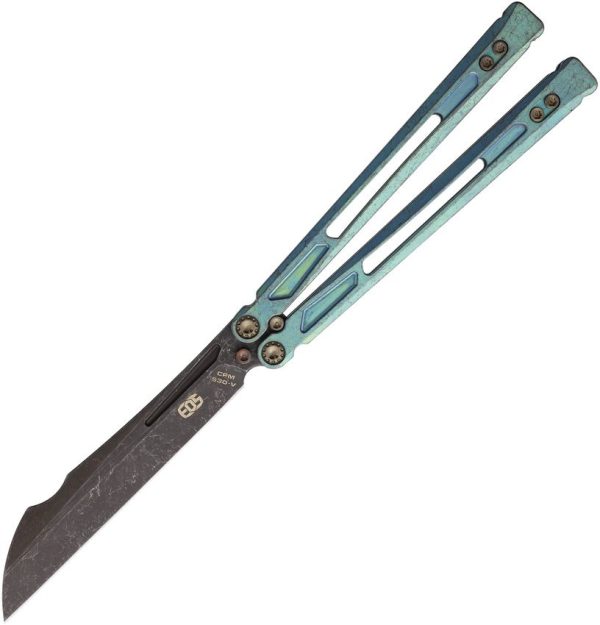 EOS Gremlin Balisong S35VN Green Titanium Folding Knife