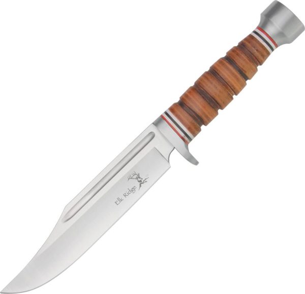 Elk Ridge Hunter 6.75" 440 Stainless Fixed Blade Knife Leather