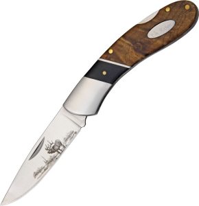 Elk Ridge Lockback Folding Knife - Burl Wood Handle