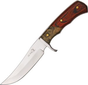 Elk Ridge Hunter Fixed Blade Knife 5" 440 Stainless Steel Burl Wood