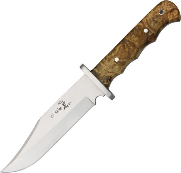 ER101.jpg Elk Ridge Fixed Blade Hunter - Burl Wood 5.5 inches