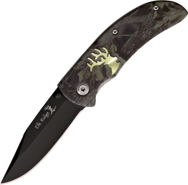 Elk Ridge Camo Linerlock 440 Stainless Drop Point