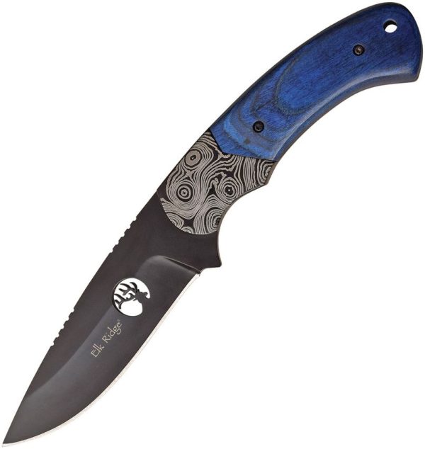 ER20009BL.jpg Elk Ridge Fixed Blade Blue Pakkawood Drop Point Knife