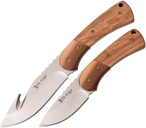Elk Ridge Combo Brown Pakkawood Guthook Drop Point Set