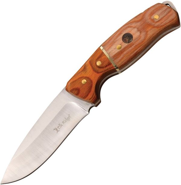 Elk Ridge Fixed Blade Drop Point Brown Pakkawood
