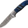 Elk Ridge Fixed Blade Damascus Black Blue Handle