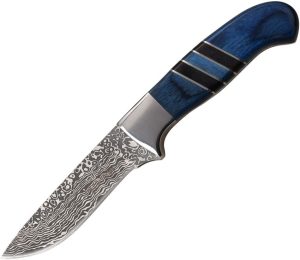 ER20020BL.jpg Elk Ridge Fixed Blade Damascus Black Blue Handle