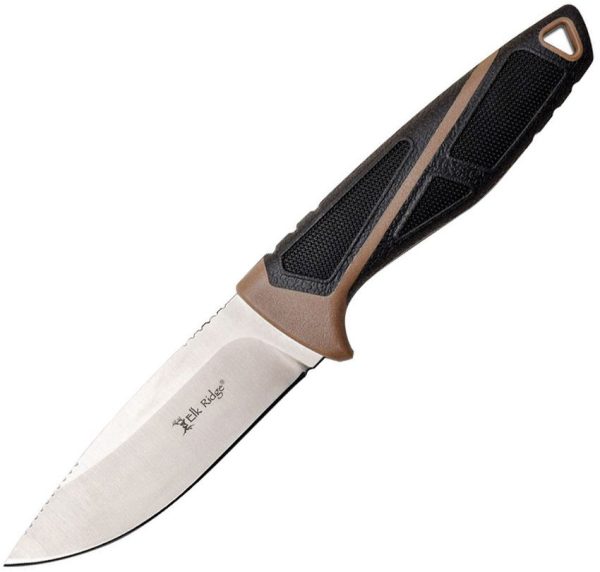 Elk Ridge Fixed Blade Fire Starter Black Brown Handle